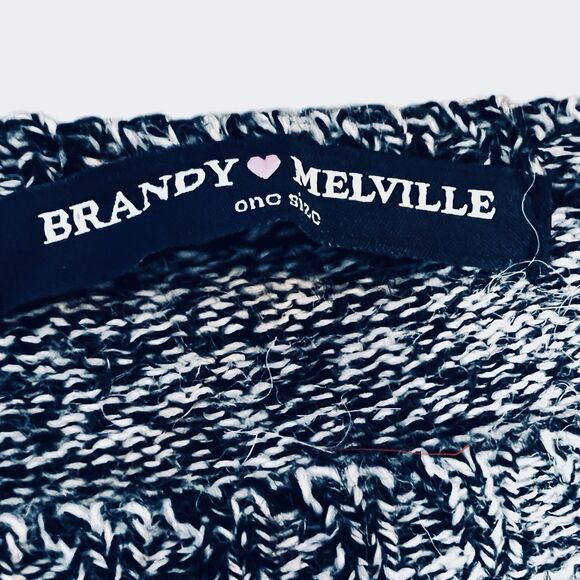 Brandy Melville One Size Navy Blue Marled Knit Pullover Sweater High Low Hem - Picture 8 of 9